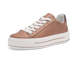 Plateausneaker ARA "CANBERRA", Damen, Gr. 7 (41), braun, mokka, Glattleder, unifarben mit Farbeinsatz, Schuhe Plateausneaker, Freizeitschuh, Halbschuh, Schnürschuh in Komfortweite G (= weit) (10234514