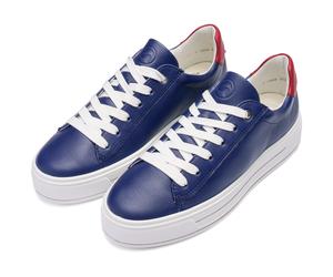 Plateausneaker ARA "CANBERRA", Damen, Gr. 7 (41), dunkelblau, cherry, Glattleder, unifarben mit Farbeinsatz, Schuhe Plateausneaker, Freizeitschuh, Halbschuh, Schnürschuh in Komfortweite G (= weit) (53
