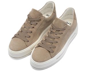 Plateausneaker ARA "CANBERRA", Damen, Gr. 8,5 (42,5), beige (sand), Veloursleder, unifarben, Schuhe Plateausneaker, Freizeitschuh, Halbschuh, Schnürschuh in Bequemweite G (=weit) (87177638-8,5) sand