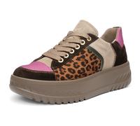 Plateausneaker ARA "MONACO", Damen, Gr. 6 (39), dunkelbraun kombiniert, Glattleder, Lederimitat, Textil, Veloursleder, kontrastfarbene Details, Schuhe Plateausneaker, Freizeitschuh, Halbschuh, Schnürs