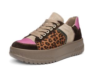 Plateausneaker ARA "MONACO", Damen, Gr. 7 (41), dunkelbraun kombiniert, Glattleder, Lederimitat, Textil, Veloursleder, kontrastfarbene Details, Schuhe Plateausneaker, Freizeitschuh, Halbschuh, Schnürs