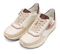 Plateausneaker ARA "NEW YORK", Damen, Gr. 7 (41), creme, sand, Glattleder, Veloursleder, kontrastfarbene Details, Schuhe Plateausneaker, Plateau, Freizeitschuh, Halbschuh, Schnürer, Kontrastbesätze, H