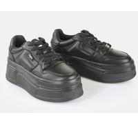 Plateausneaker BUFFALO "BESU VEGAN", Damen, Gr. 38, schwarz, Lederimitat, Schuhe Plateausneaker, Streetwear-Sneaker, Schnürschuh, Halbschuh mit Memory Foam-Innensohle (13375053-38) schwarz