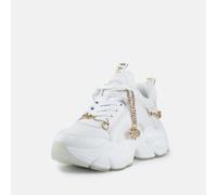 Plateausneaker BUFFALO "BINARY HC", Damen, Gr. 37, sanftes weiß, Lederimitat, Schuhe Plateausneaker, Chunky-Sneaker mit Zierkette und Herz-Anhänger (60686244-37) sanftes weiß