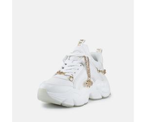 Plateausneaker BUFFALO "BINARY HC", Damen, Gr. 40, sanftes weiß, Lederimitat, Schuhe Plateausneaker, Chunky-Sneaker mit Zierkette und Herz-Anhänger (60686244-40) sanftes weiß