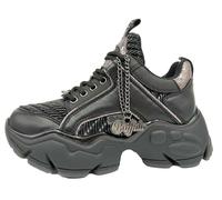 Plateausneaker BUFFALO "BINARY QUILT", Damen, Gr. 41, schwarz (schwarz, metallic), Lederimitat, Schuhe Plateausneaker, Chunky-Schnürer, Freizeitsneaker, Halbschuh mit Metallic-Akzenten (88858137-41) s