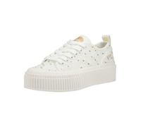 Plateausneaker BUFFALO "Buffalo Sneaker Textil", Damen, Gr. 40, weiß (weiß, gold), Textil, Schuhe Plateausneaker (64683567-40) weiß, gold