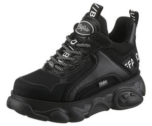Plateausneaker BUFFALO "CHAI", Damen, Gr. 40, schwarz, Lederimitat, Nubuklederimitat, Textil, kontrastfarbene Details, unifarben, Schuhe Plateausneaker, Ugly-Sneaker, Halbschuh, Schnürschuh in veganer