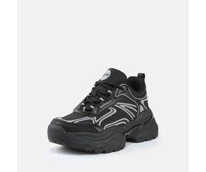 Plateausneaker BUFFALO "CLAW", Damen, Gr. 38, schwarz-weiß (schwarz), Lederimitat, Textil, Schuhe Plateausneaker, Chunky-Sneaker, Freizeitschuh in cooler Streetwear-Optik (39256953-38) schwarz