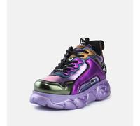 Plateausneaker BUFFALO "CLD CHAI", Damen, Gr. 36, bunt (pink, metallic), Lederimitat, Schuhe Plateausneaker, Chunky-Sneaker in trendiger Metallic-Optik (13031323-36) pink, metallic