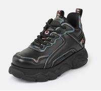 Plateausneaker BUFFALO "CLD Chai", Damen, Gr. 41, schwarz, Lederimitat, kontrastfarbene Details, Schuhe Plateausneaker, Chunky-Sneaker, Schnürschuh, Halbschuh mit Logoschriftzug (87114820-41) schwarz