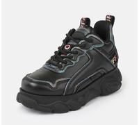 Plateausneaker BUFFALO "CLD CHAI", Herren, Gr. 42, schwarz bunt, Lederimitat, Schuhe Plateausneaker, Chunky Sneaker, Halbschuh, Schnürschuh mit Logoschriftzug (31365432-42) schwarz bunt