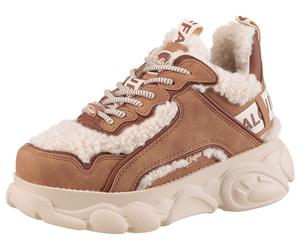 Plateausneaker BUFFALO "CLD CHAI WARM", Damen, Gr. 40, braun (hellbeige, braun), Nubuklederimitat, Textil, Schuhe Plateausneaker, High Top Sneaker, Schnürboots, Winterboots mit Memory Foam (19644721-4