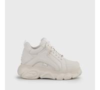 Plateausneaker BUFFALO "CORIN", Damen, Gr. 38, beige (hellbeige), Lederimitat, Schuhe Plateausneaker, Schnürschuh, Freizeitschuh, Ugly Sneaker mit typischer Plateausohle (15199507-38) hellbeige