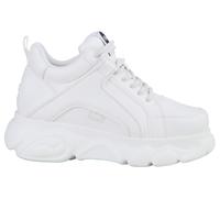 Plateausneaker BUFFALO "CORIN", Damen, Gr. 42, weiß, Lederimitat, Schuhe Plateausneaker, Schnürschuh, Freizeitschuh, Ugly Sneaker mit typischer Plateausohle (14087607-42) weiß
