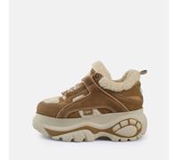 Plateausneaker BUFFALO "REV", Damen, Gr. 37, cognac, creme, Nubuklederimitat, Schuhe Plateausneaker, Chunky-Sneaker, Freizeitsneaker mit Warmfutter (39224512-37) cognac, creme