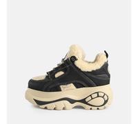 Plateausneaker BUFFALO "REV", Damen, Gr. 40, schwarz, creme, Nubuklederimitat, Schuhe Plateausneaker, Chunky-Sneaker, Freizeitsneaker mit Warmfutter (96965853-40) schwarz, creme