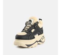 Plateausneaker BUFFALO "REV", Damen, Gr. 41, schwarz, creme, Nubuklederimitat, Schuhe Plateausneaker, Chunky-Sneaker, Freizeitsneaker mit Warmfutter (96965853-41) schwarz, creme