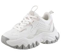 Plateausneaker BUFFALO "TRAIL ONE", Damen, Gr. 41, weiß, Lederimitat, Mesh, Nubuklederimitat, Schuhe Plateausneaker, Schnürschuh, Chunky Sneaker, Halbschuh mit Plateausohle (40126339-41) weiß