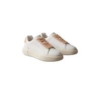Plateausneaker CALVIN KLEIN "CHUNKY CUPSOLE LACEUP RUB BT LTH", Damen, Gr. 39, weiß, rose, Leder, Lederimitat, kontrastfarbene Details, unifarben mit Farbeinsatz, Schuhe Plateausneaker, Schnürschuh, H