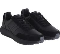 Plateausneaker CALVIN KLEIN "CITY RUNNER LACEUP TAPE LTH", Herren, Gr. 41, schwarz, Leder, Lederimitat, unifarben, Schuhe Plateausneaker, Schnürschuh, Freizeitschuh, Halbschuh mit Profilsohle (1237591