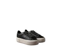 Plateausneaker CALVIN KLEIN "FLATFORM LACEUP LTH WL", Damen, Gr. 37, Textil, schwarz, Leder, unifarben, Basic, Schuhe Plateausneaker, Halbschuh, Freizeitsneaker mit seitlichem CK-Logo (50306645-37) sc