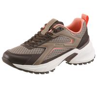 Plateausneaker CALVIN KLEIN "HIKE RUN CKSTRIPE MESH", Damen, Gr. 38, braun, taupe, rose, Lederimitat, Textil, kontrastfarbene Details, Schuhe Plateausneaker, Schnürschuh, Halbschuh, Freizeitsneaker mi