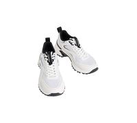 Plateausneaker CALVIN KLEIN "HIKE RUN CKSTRIPE MESH", Damen, Gr. 40, weiß, schwarz, Lederimitat, Textil, unifarben mit Farbeinsatz, Schuhe Plateausneaker, Schnürschuh, Halbschuh, Freizeitsneaker mit L