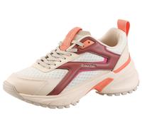 Plateausneaker CALVIN KLEIN "HIKE RUN CKSTRIPE MESH", Damen, Gr. 41, weiß, altrosa, Lederimitat, Textil, kontrastfarbene Details, Schuhe Plateausneaker, Schnürschuh, Halbschuh, Freizeitsneaker mit Log