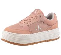 Plateausneaker CALVIN KLEIN JEANS "BOLD FLATF LOW MIX MG MEDIA", Damen, Gr. 42, rosa (altrosa), Leder, Lederimitat, Textil, Schuhe Plateausneaker, Schnürschuh, Freizeitschuh, Halbschuh mit seitlichem 