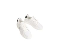 Plateausneaker CALVIN KLEIN JEANS "CHUNKY CUPSOLE LACEUP LTH", Damen, Gr. 39, weiß, schwarz, Leder, Lederimitat, unifarben mit Farbeinsatz, Schuhe Plateausneaker, Schnürschuh, Halbschuh mit CK-Logoprä