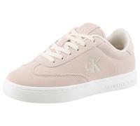Plateausneaker CALVIN KLEIN JEANS "CLASSIC CUPSOLE LACEUP WT WM", Damen, Gr. 40, rosa (hellrosa, weiß), Veloursleder, kontrastfarbene Details, Schuhe Plateausneaker, Schnürschuh, Freizeitschuh, Basket