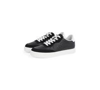 Plateausneaker CALVIN KLEIN JEANS "CLASSIC CUPSOLE MG WMM", Herren, Gr. 44, schwarz-weiß (schwarz, weiß), Leder, Lederimitat, unifarben mit Farbeinsatz, Schuhe Plateausneaker, Freizeitschuh, Halbschuh