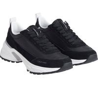 Plateausneaker CALVIN KLEIN JEANS "HIKE RUNNER MG NYLON MIX", Damen, Gr. 39, schwarz, weiß, Leder, Textil, Schuhe Plateausneaker, Freizeitschuh, Halbschuh, Schnürschuh mit Profilsohle (74311737-39) sc