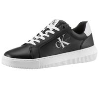 Plateausneaker CALVIN KLEIN JEANS "SEAMUS 20L", Herren, Gr. 45, schwarz-weiß (schwarz, weiß), Leder, Schuhe Plateausneaker, Freizeitschuh, Halbschuh, Schnürschuh mit Kontrastbesatz (73713053-45) schwa