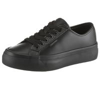 Plateausneaker CALVIN KLEIN JEANS "VULC FLATF LACE UP LTH CK", Damen, Gr. 37, schwarz, Leder, Lederimitat, unifarben, Schuhe Plateausneaker, Schnürschuh, Halbschuh, Freizeitsneaker mit CK-Logo (880923