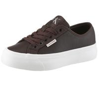 Plateausneaker CALVIN KLEIN JEANS "VULC FLATF LACE UP LTH CK", Damen, Gr. 40, rot (bordeaux), Leder, Lederimitat, unifarben, Schuhe Plateausneaker, Schnürschuh, Halbschuh, Freizeitsneaker mit CK-Logo