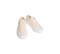 Plateausneaker CALVIN KLEIN JEANS "VULC FLATFORM LOW CV MG", Damen, Gr. 39, beige, Textil, unifarben, Schuhe Plateausneaker, Schnürschuh, Freizeitschuh, Halbschuh mit seitlichem Logo (39400428-39) bei