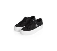 Plateausneaker CALVIN KLEIN JEANS "VULC FLATFORM LOW CV MG", Damen, Gr. 39, Textil, schwarz-weiß (schwarz, weiß), unifarben, 23_1_Schuhe Plateausneaker, Schnürschuh, Freizeitschuh, Halbschuh mit seitl