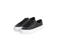 Plateausneaker CALVIN KLEIN JEANS "VULC FLATFORM LOW MG LTH", Damen, Gr. 40, schwarz-weiß (schwarz, weiß), Leder, Schuhe Plateausneaker, Schnürschuh, Halbschuh, Freizeitschuh in klassischer Optik (702