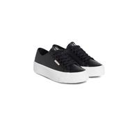 Plateausneaker CALVIN KLEIN JEANS "VULC FLATFORM LTH", Damen, Gr. 42, schwarz, Leder, unifarben, Schuhe Plateausneaker, Schnürschuh, Halbschuh, Freizeitsneaker in schlichter Optik (28875833-42) schwar
