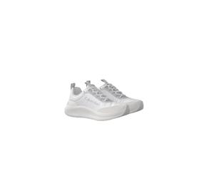 Plateausneaker CALVIN KLEIN "LIGHT EVA RUN ESS LAC NY-SU WMN", Damen, Gr. 39, weiß (weiß, silberfarben), Lederimitat, Textil, Veloursleder, unifarben mit Farbeinsatz, Schuhe Plateausneaker, Schnürschu