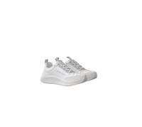 Plateausneaker CALVIN KLEIN "LIGHT EVA RUN ESS LAC NY-SU WMN", Damen, Gr. 40, weiß, silberfarben, Lederimitat, Textil, Veloursleder, unifarben mit Farbeinsatz, Schuhe Plateausneaker, Schnürschuh, Halb