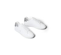 Plateausneaker CALVIN KLEIN "LOW PRO CUPS LACEUP LTH MET", Damen, Gr. 36, weiß, silberfarben, Leder, unifarben mit Farbeinsatz, Schuhe Plateausneaker, Schnürschuh, Halbschuh, Freizeitschuh mit Logo (5
