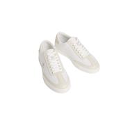 Plateausneaker CALVIN KLEIN "LOW PRO CUPS WT CANV MG", Damen, Gr. 41, beige (weiß, ecru), Textil, unifarben mit Farbeinsatz, Schuhe Plateausneaker, Schnürschuh, Halbschuh, Freizeitsneaker mit seitlich