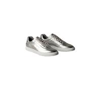 Plateausneaker CALVIN KLEIN "LOW PRO CUPSOLE OXF LTH MET", Damen, Gr. 39, Textil, silber (silberfarben), Leder, glänzend, metallic, unifarben, Schuhe Plateausneaker, Schnürschuh, Halbschuh, Freizeitsc