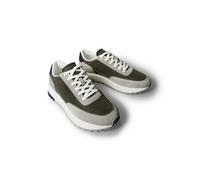 Plateausneaker CALVIN KLEIN "LOW TOP LACE UP REPREVE MIX", Herren, Gr. 43, grau, schwarz khaki, schwarz, Leder, Textil, kontrastfarbene Details, Schuhe Plateausneaker, Schnürschuh, Halbschuh, Freizeit