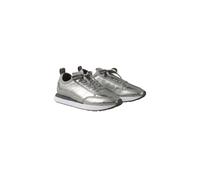 Plateausneaker CALVIN KLEIN "RETRO RUNNER METALLIC", Damen, Gr. 39, silber (silberfarben), Leder, Lederimitat, glänzend, metallic, unifarben, Schuhe Plateausneaker, Trendsneaker, Businesssneaker, Halb