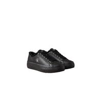 Plateausneaker CALVIN KLEIN "VULC FLATF LACEUP LTH FUR", Damen, Gr. 37, Warmfutter, schwarz, Leder, Lederimitat, unifarben, Basic, Schuhe Plateausneaker, Halbschuh, Schnürschuh, Casual-Sneaker mit sei