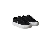 Plateausneaker CALVIN KLEIN "VULC FLATF LACEUP SUEDE", Damen, Gr. 38, schwarz, Leder, unifarben, Basic, Schuhe Plateausneaker, Freizeitschuh, Schnürschuh, Halbschuh mit seitlichem Logoschriftzug (9822